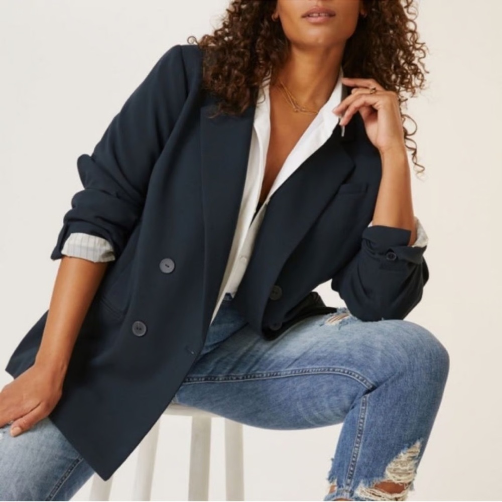 NWT Anthropologie Maeve Double-Breasted Blazer 26W Black